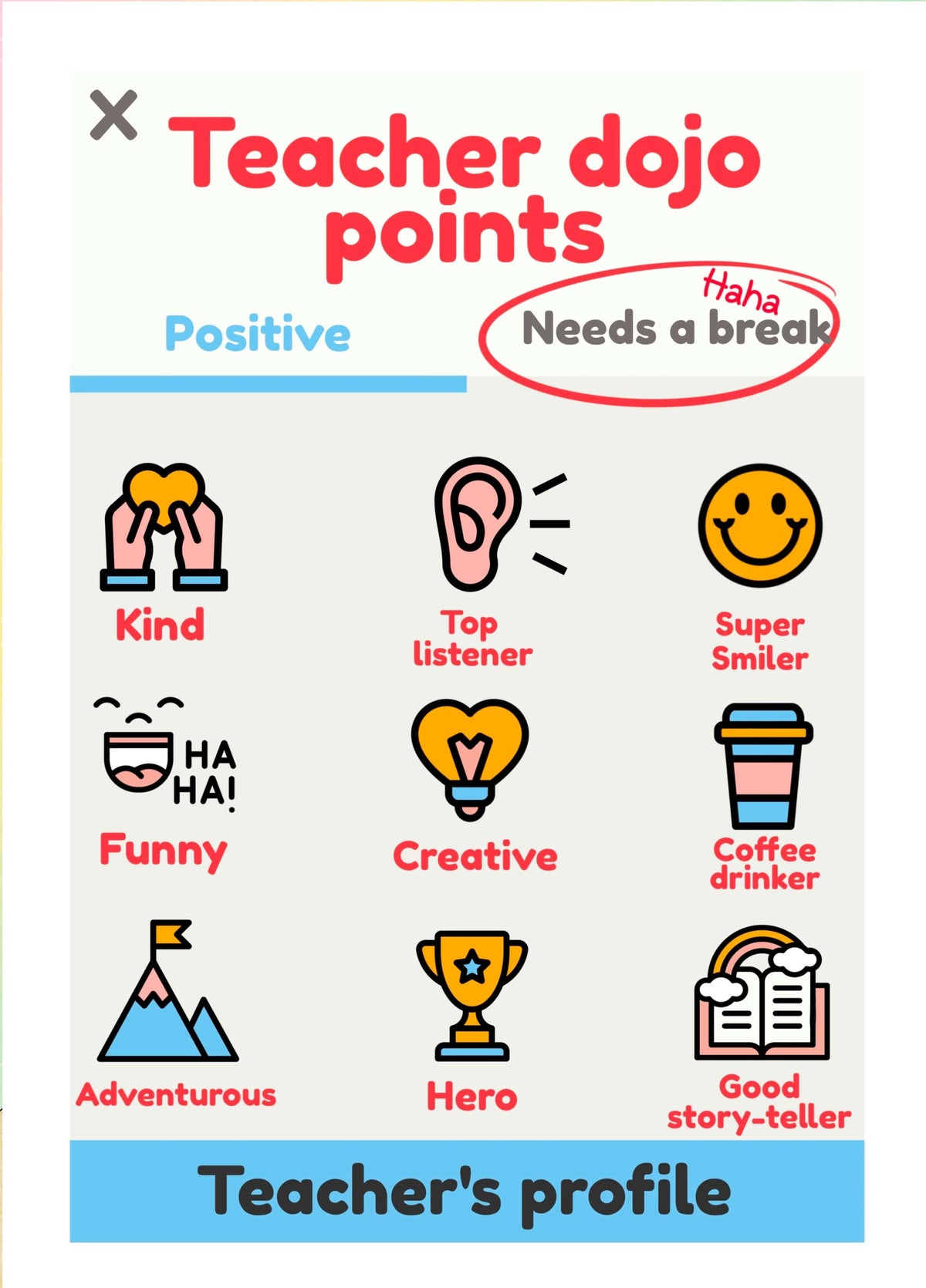 Teacher Dojo Points Card