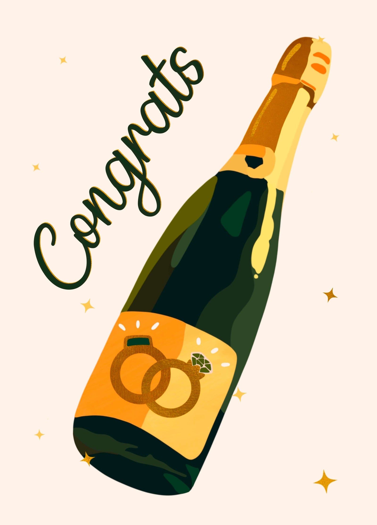 Champagne Bottle Wedding Card
