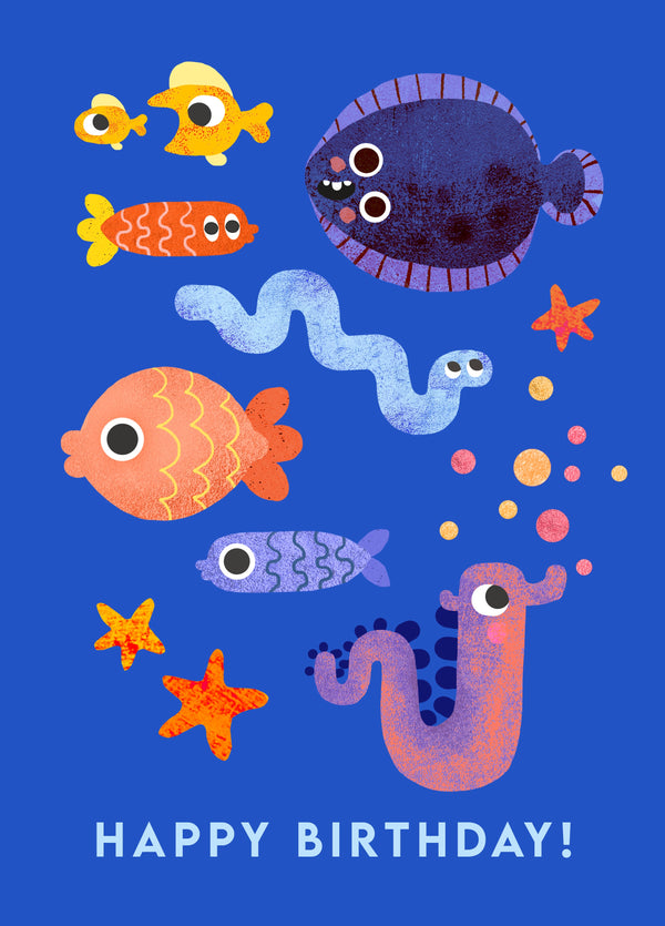 Fish Faces Birthday Card