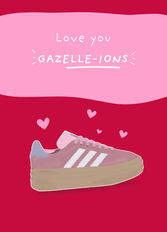 Trendy Gazelle Trainers Platform Pun Greeting Card - Perfect For Anniversaries & Love Messages