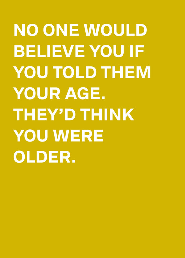 Funny Typographic Birthday Card: Hilarious Age Banter