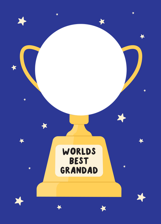 World's Best Grandad Gold Trophy Photo Card