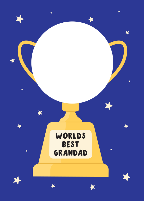 World's Best Grandad Gold Trophy Photo Card