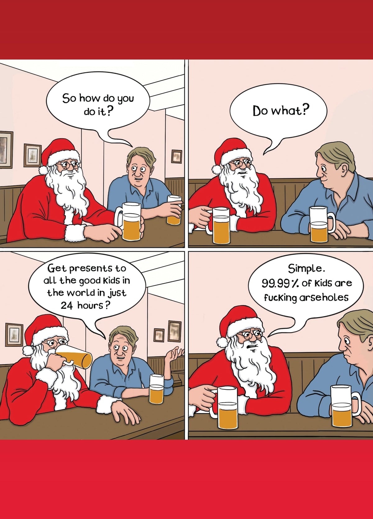 Santa In The Pub Card