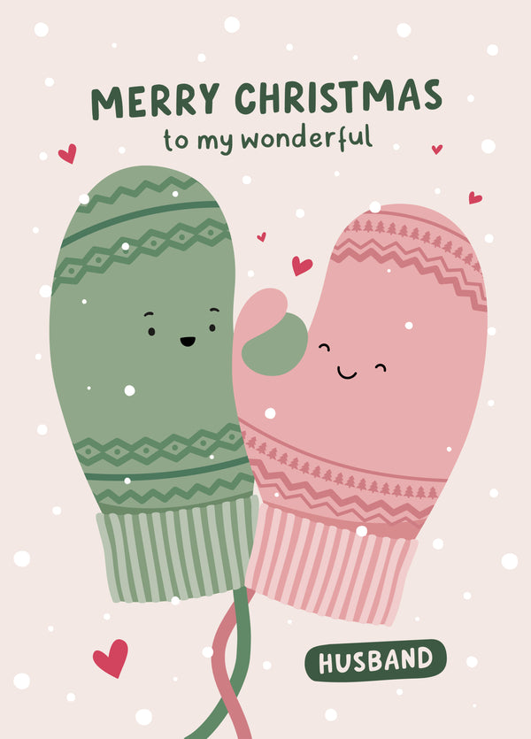Cute Mittens Christmas Card For Husband