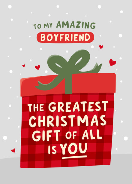 Doodlecards Boyfriend Christmas Card Cute Bear Parcel Medium Size Christmas Card For Boyfriend With Plain Envelope