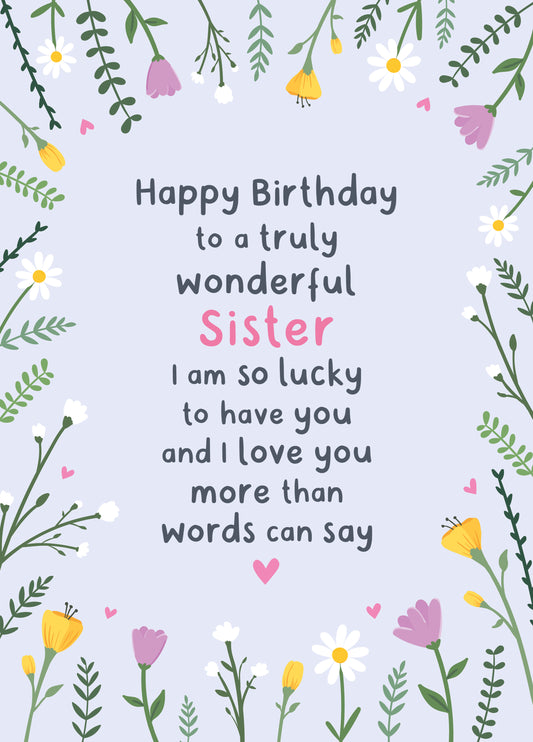 Heartfelt Birthday Card For Sister