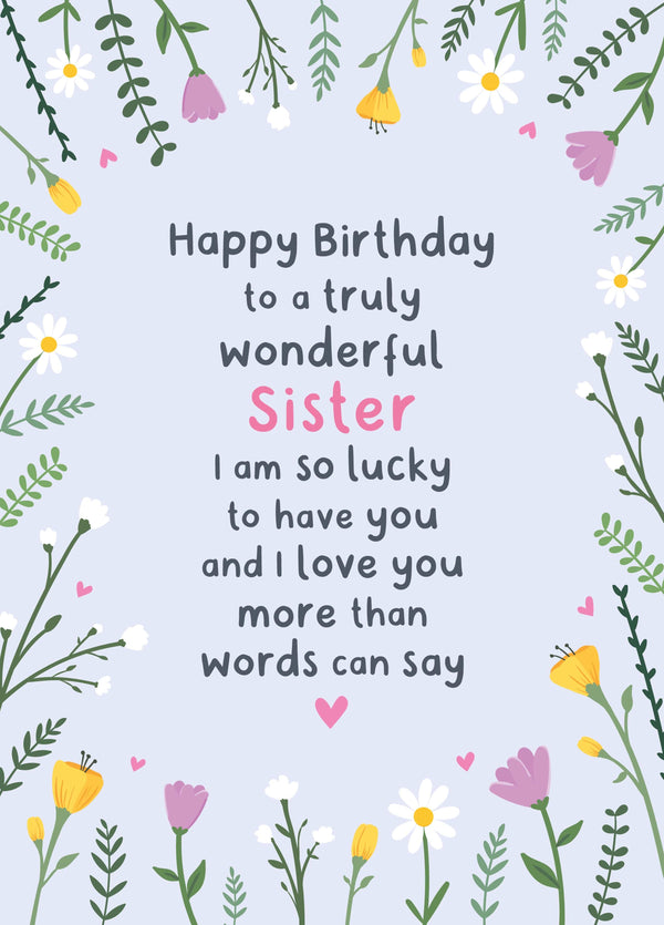Heartfelt Birthday Card For Sister