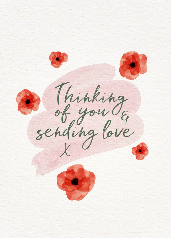 Thinking Of You Sympathy Card - Poppies