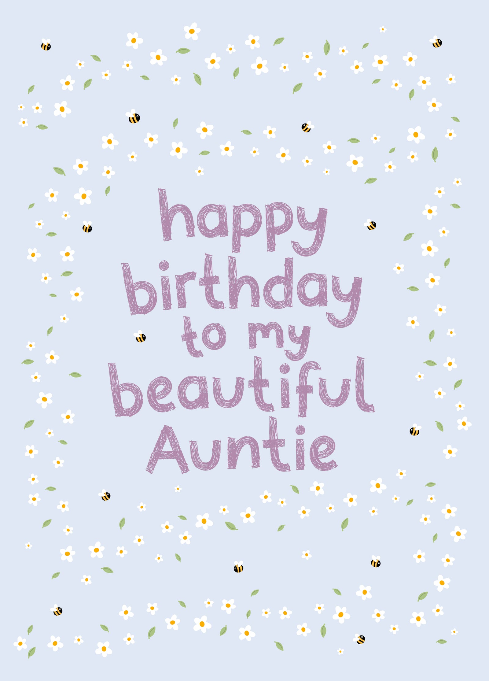Daisies & Bees Birthday Card - Auntie