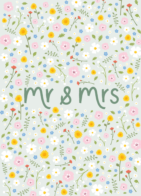 Floral Wedding Card Mr & Mrs