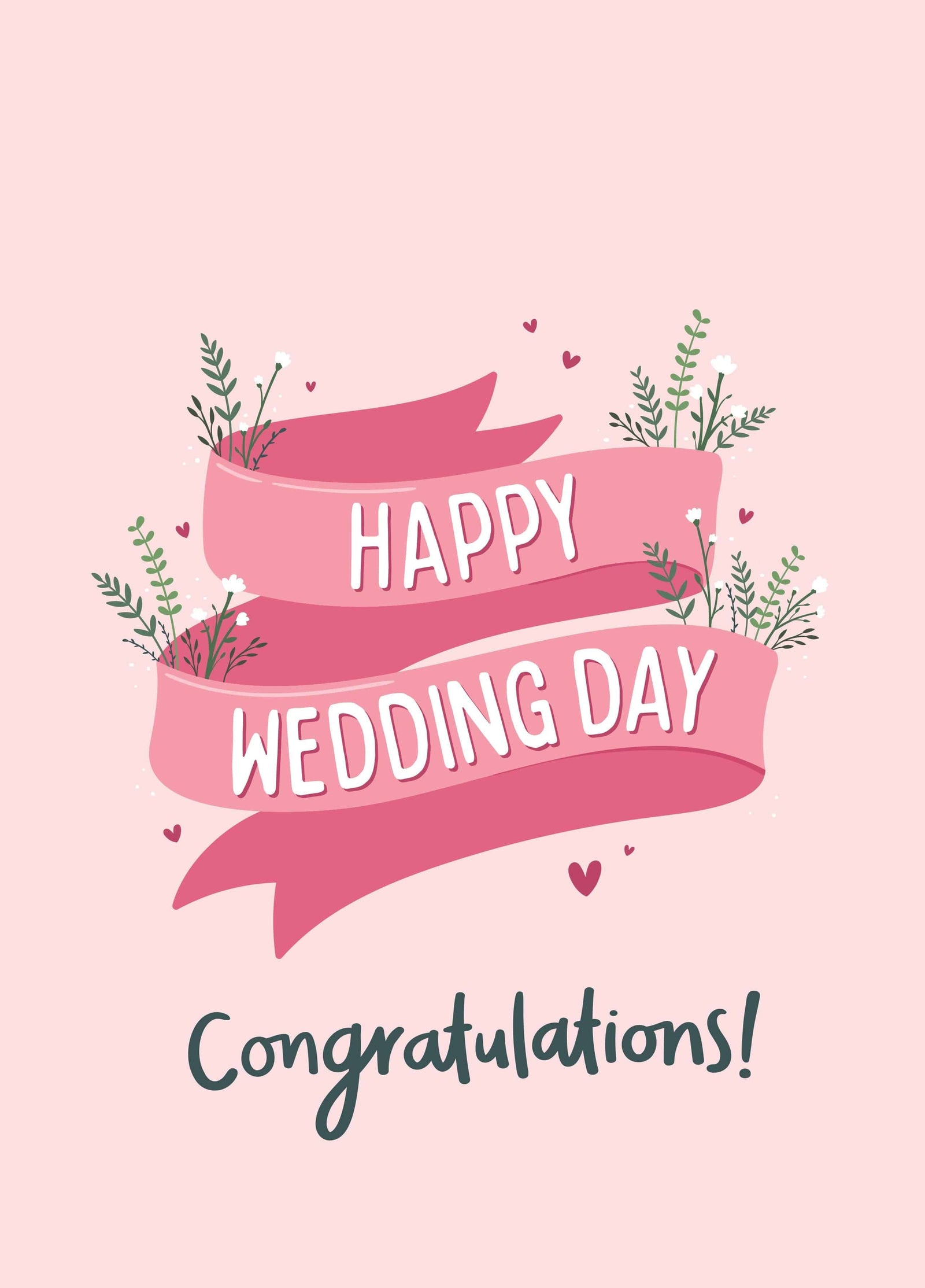 Happy Wedding Day Floral Type Card