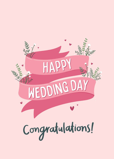 Happy Wedding Day Floral Type Card