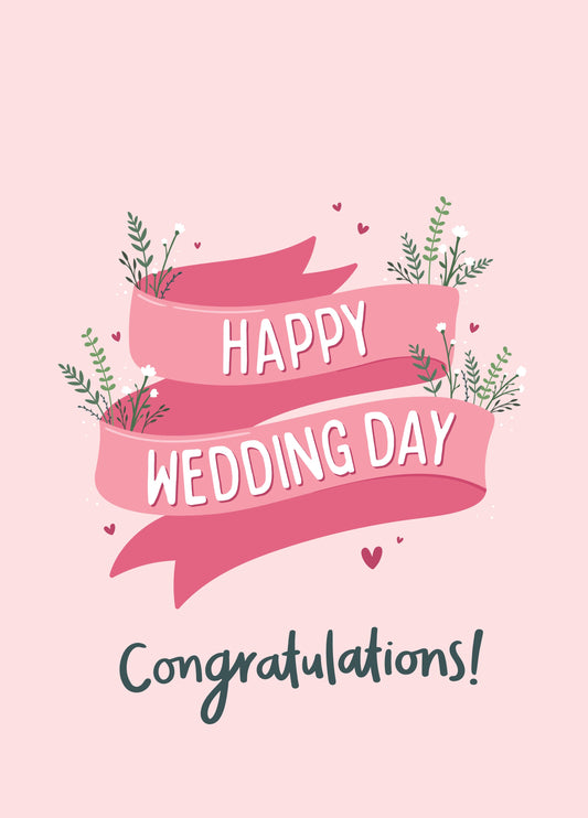 Happy Wedding Day Floral Type Card