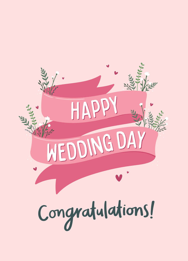 Happy Wedding Day Floral Type Card