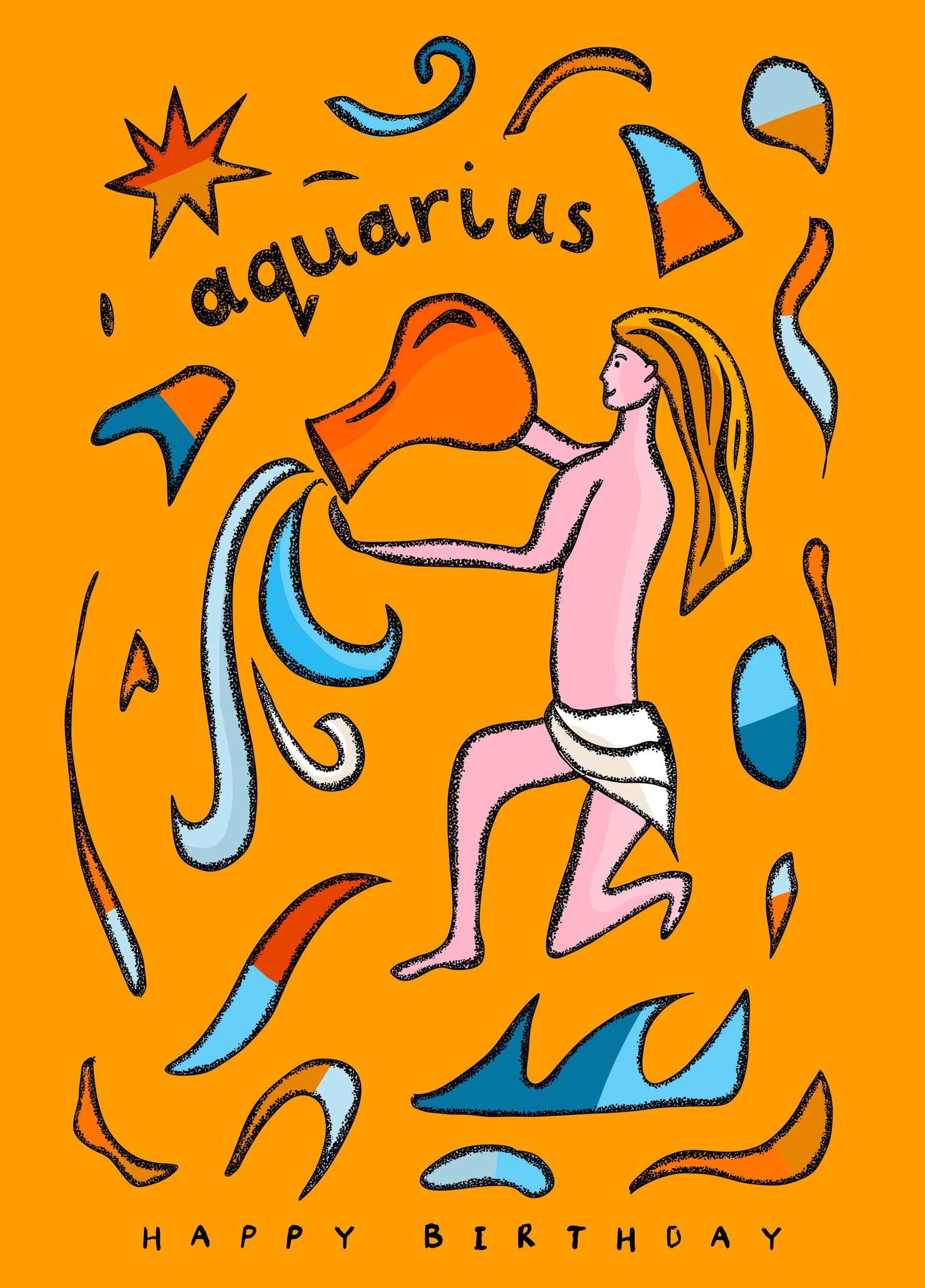 Aquarius Zodiac Birthday Card