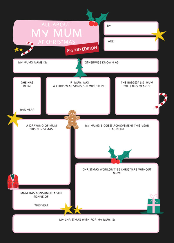 All About My Mum At Christmas - Big Kid Edition