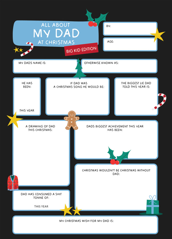 Funny 'All About My Dad At Christmas' Big Kid Edition - Christmas Card