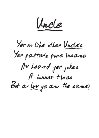 A Poem Fir Ma Uncle Card