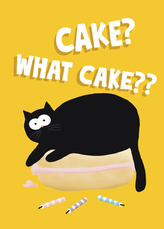 Cat On A Cake Birthday Card