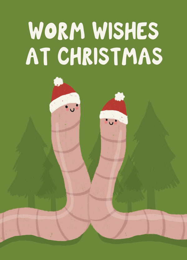 Worm Wishes Christmas Card