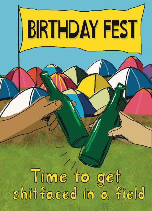 Birthdayfest Shitfaced In A Field Summer Birthday Card