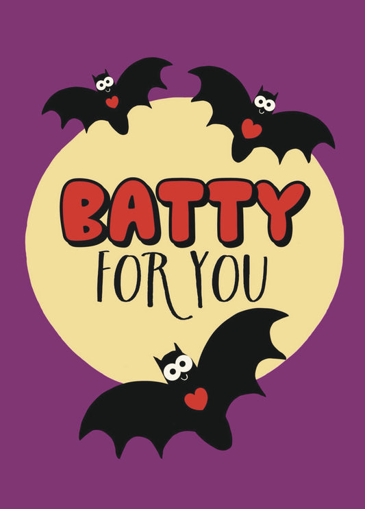 Batty For You Cute Autumn Anniversary Card