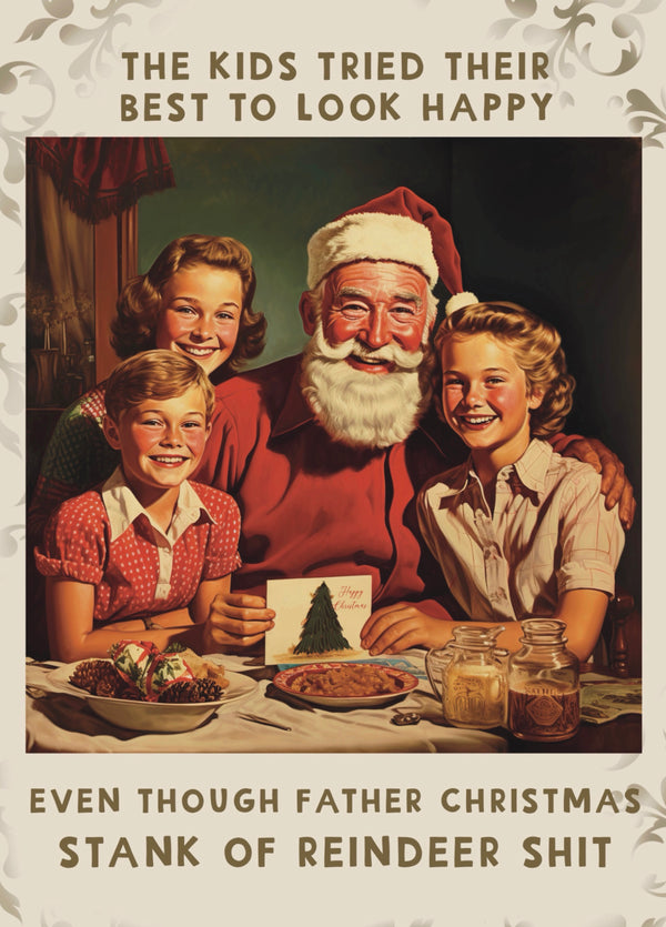 Funny Santa Stinks Vintage Card