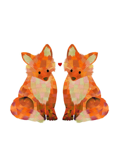 Two Foxes In Love Card