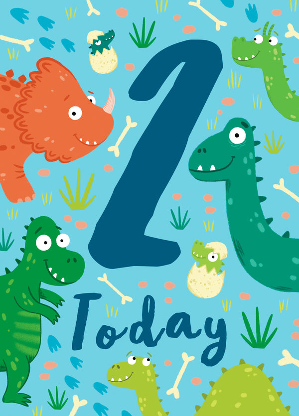 Dinosaur 2nd Birthday Card