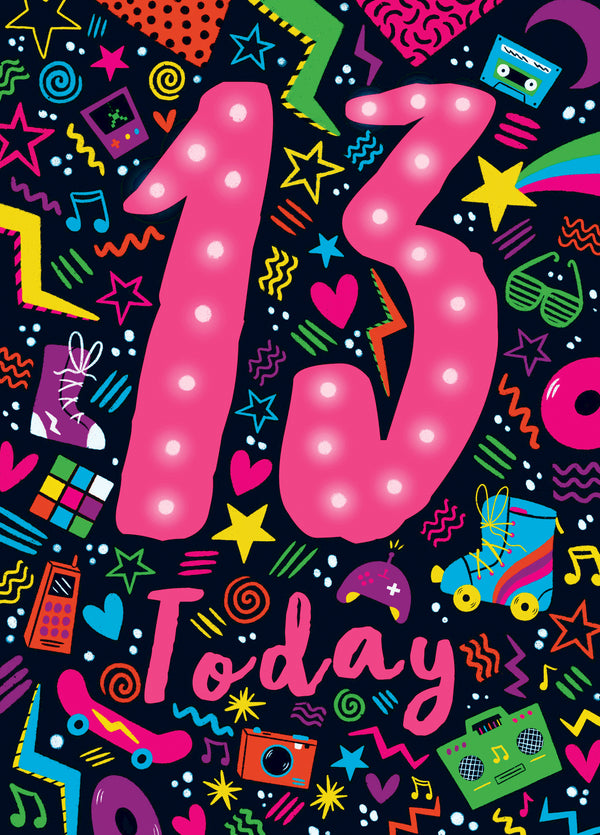 13 Today Retro Pattern Card