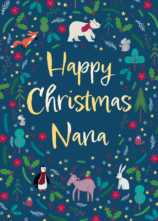 Cute Christmas Card For Nana With Festive Foliage