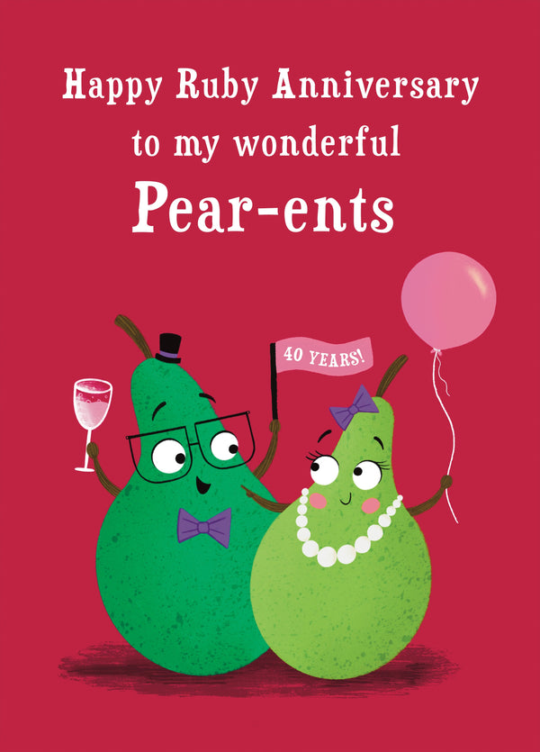Pear-ents Funny Pears Ruby Anniversary Card