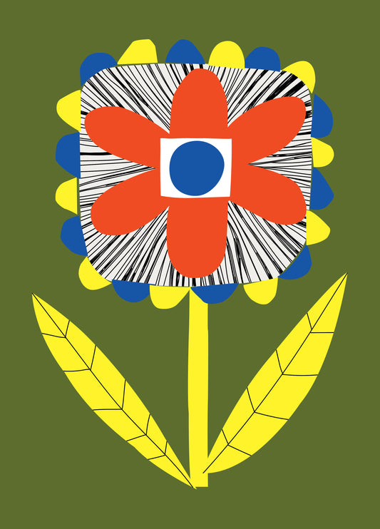 Retro Flower Blank Card