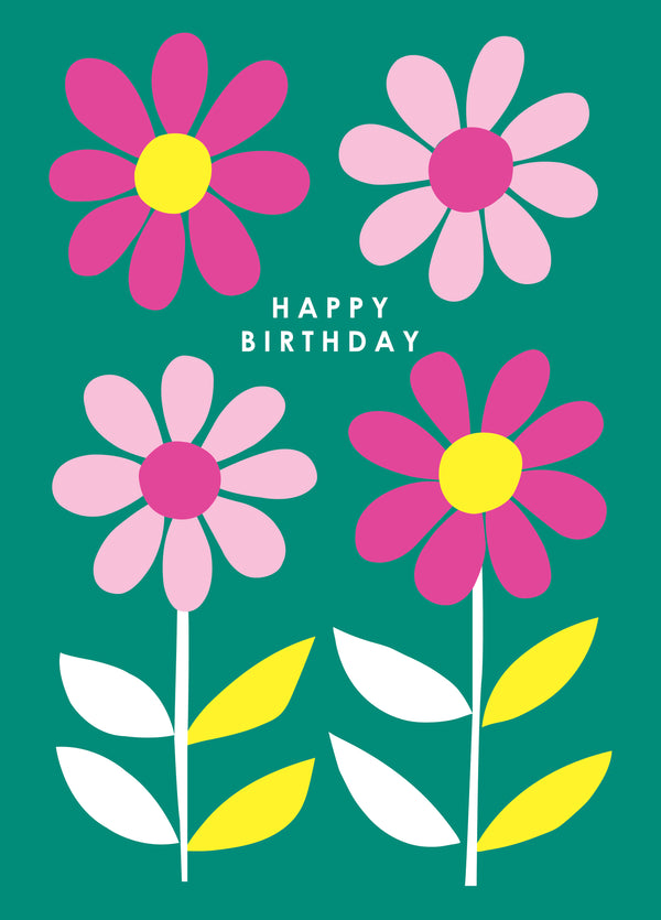 Funky Floral Daisy Birthday Card