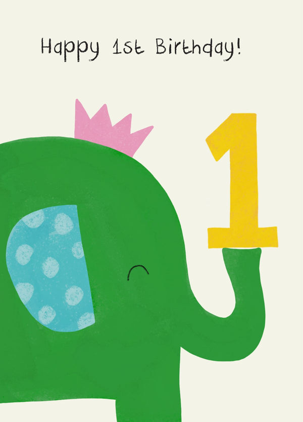 Cute Elephant 1st Birthday Card | First Birthday Card