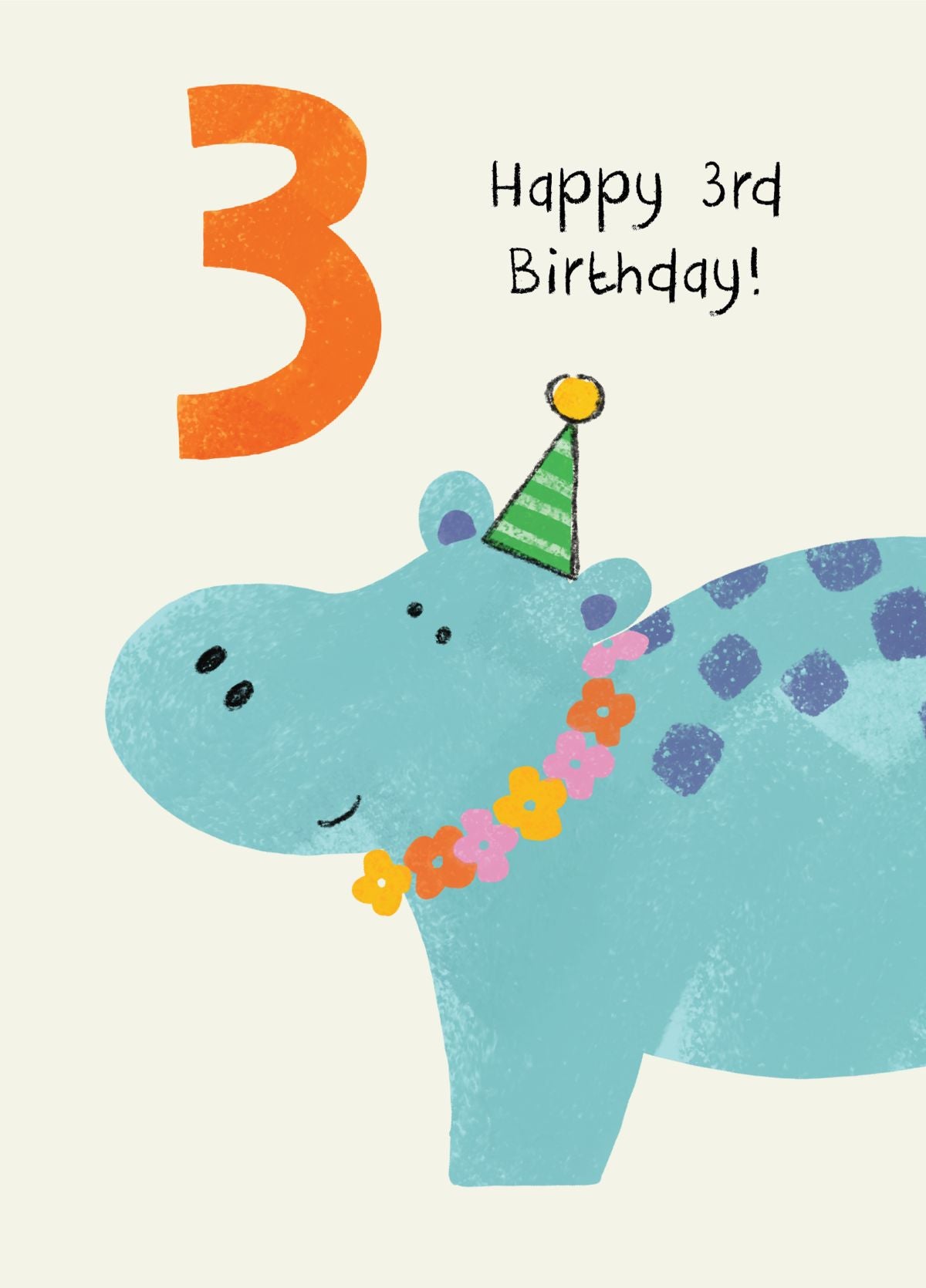 Cute 3rd Birthday Card | Hippo Birthday Card