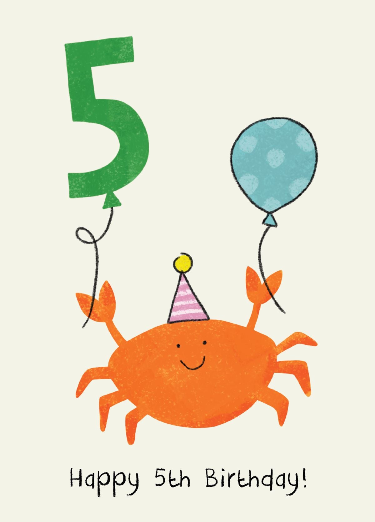 Cute 5th Birthday Card | Crab Birthday Card