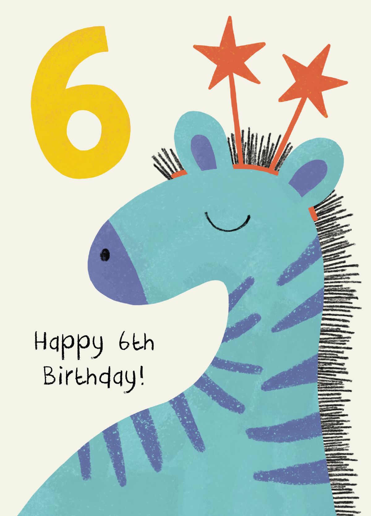 Cute 6th Birthday Card | Zebra Birthday Card