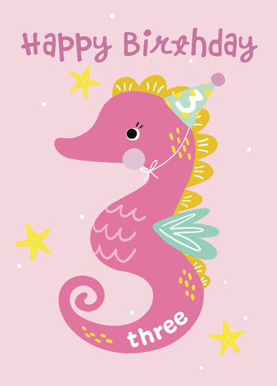 3rd Birthday Seahorse Card
