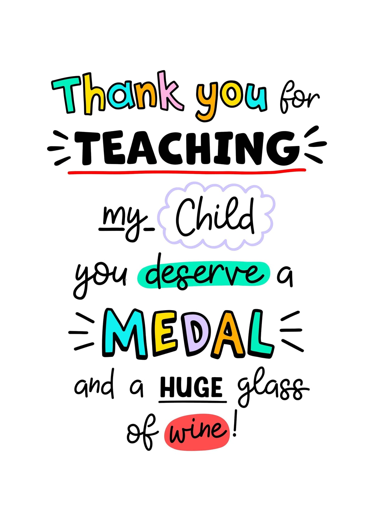 Thank You For Teaching My Child Card