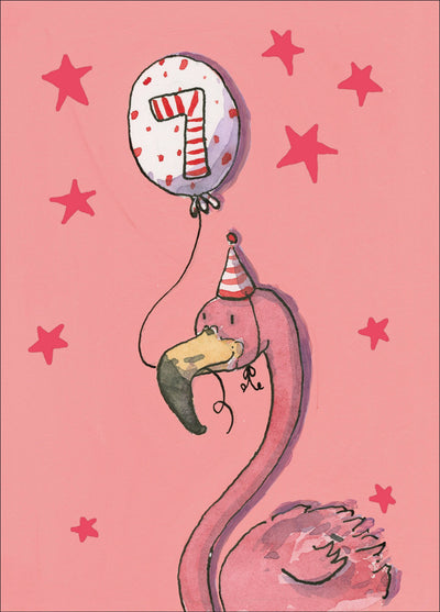 Happy 7th Birthday Flamingo Card