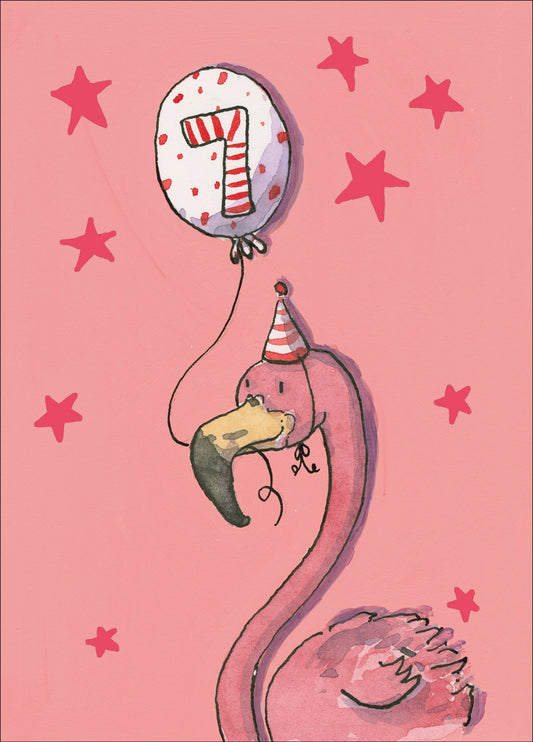 Happy 7th Birthday Flamingo Card