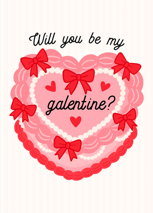 Will You Be My Galentine? - Cute Cake Galentine's Card For Friend