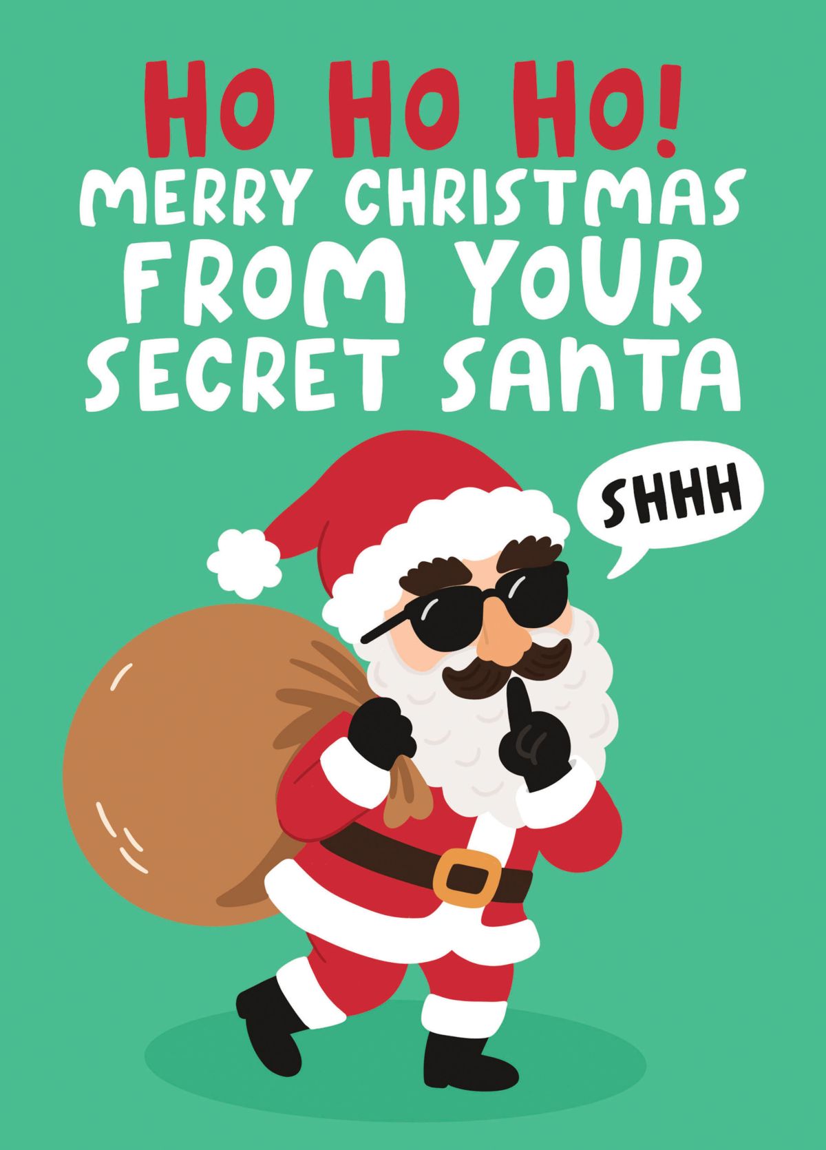 Merry Christmas From Your Secret Santa Shhh - Funny Secret Santa Christmas Card