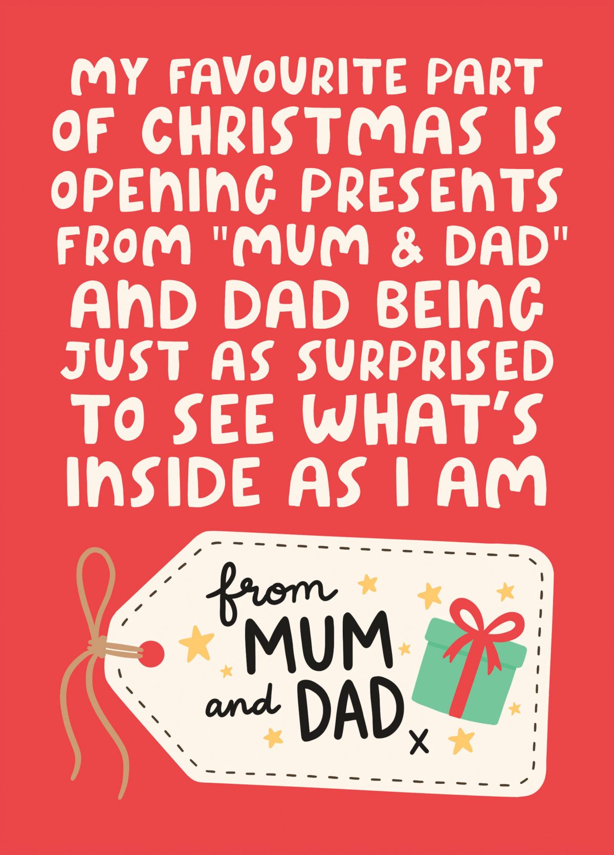 Opening Presents From Mum And Dad - Funny Christmas Card For Parents