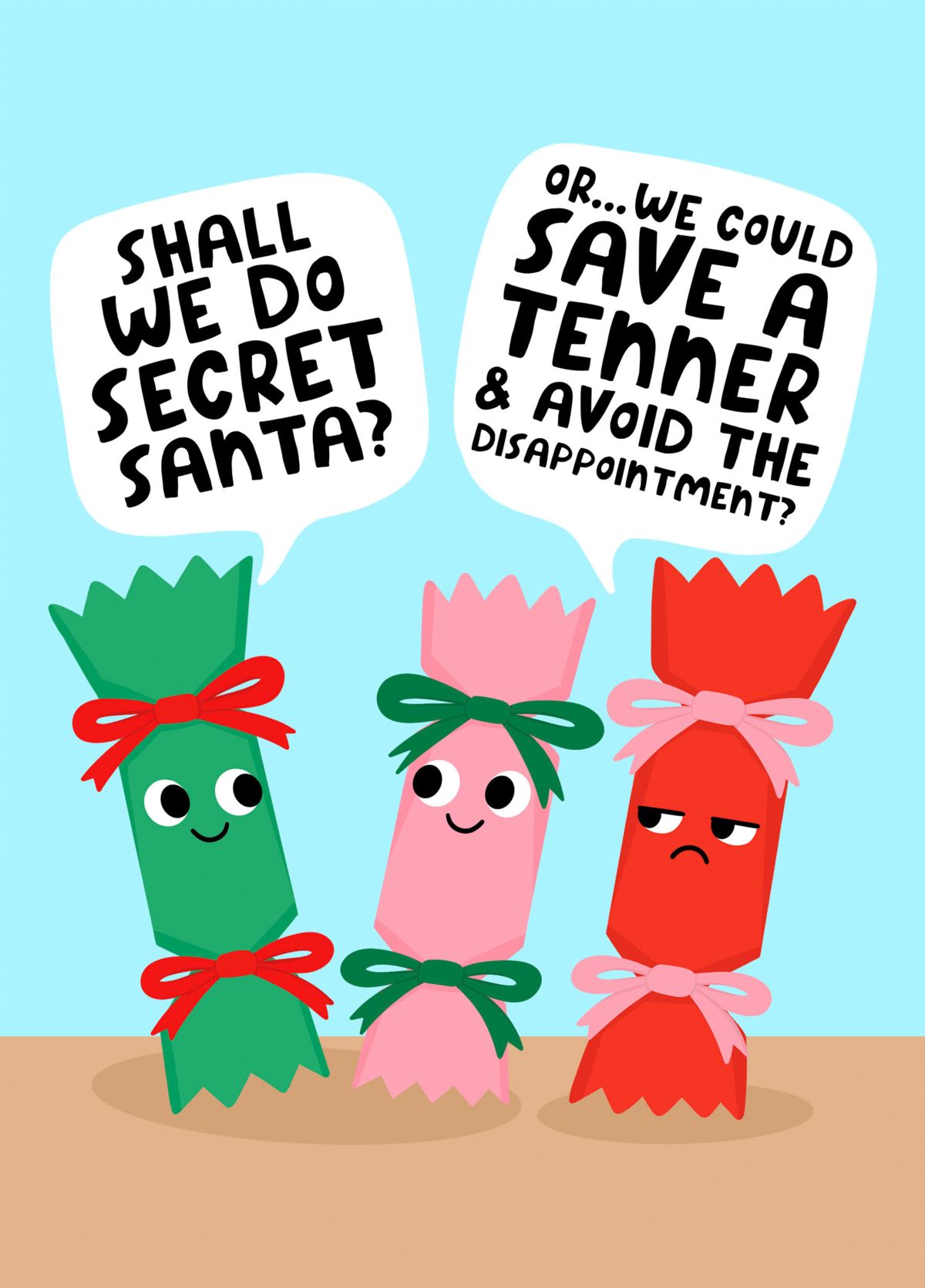 Save A Tenner And Avoid The Disappointment? - Funny Secret Santa Christmas Card