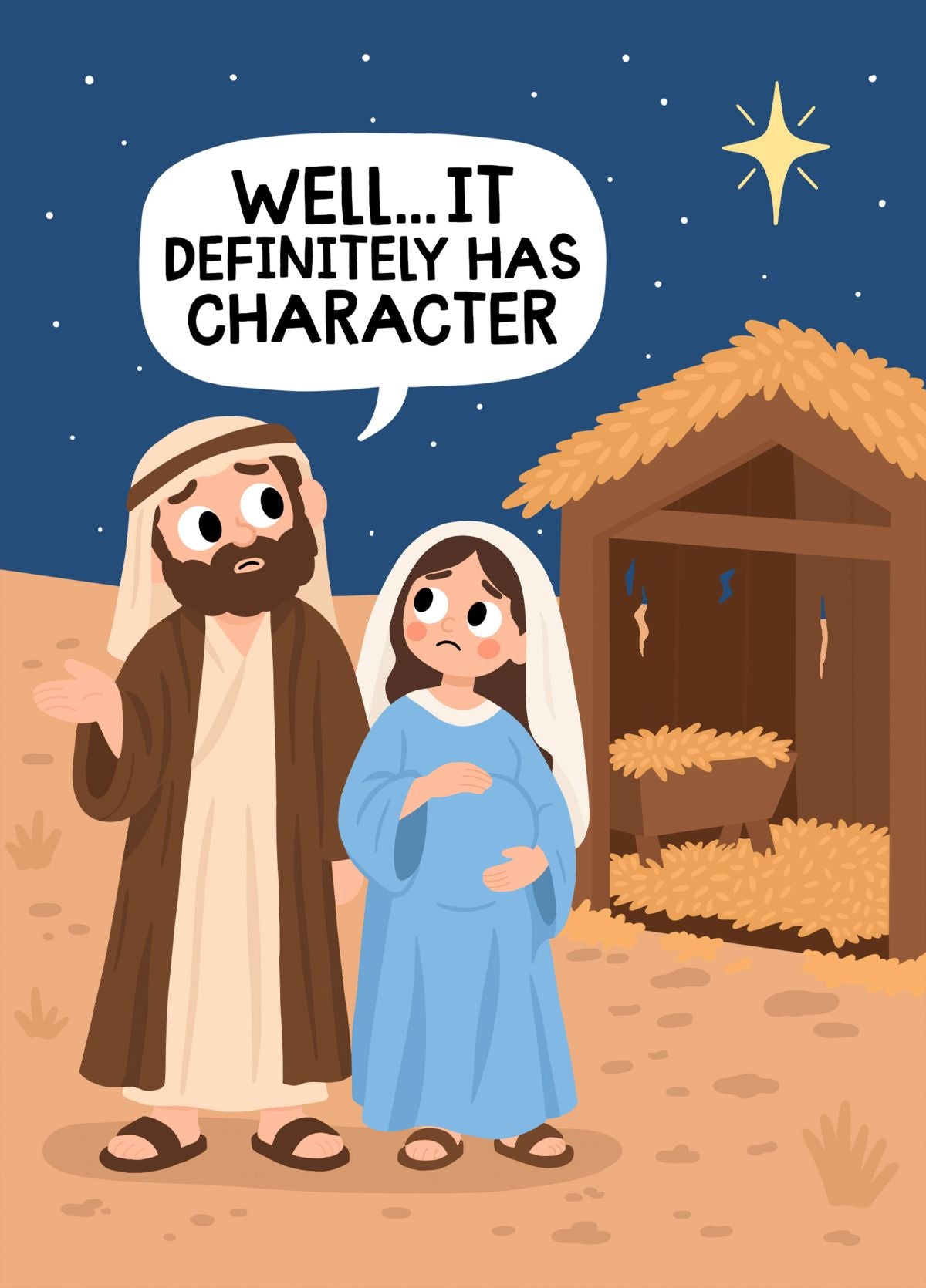 Funny Nativity Christmas Card – It Definitely Has Character