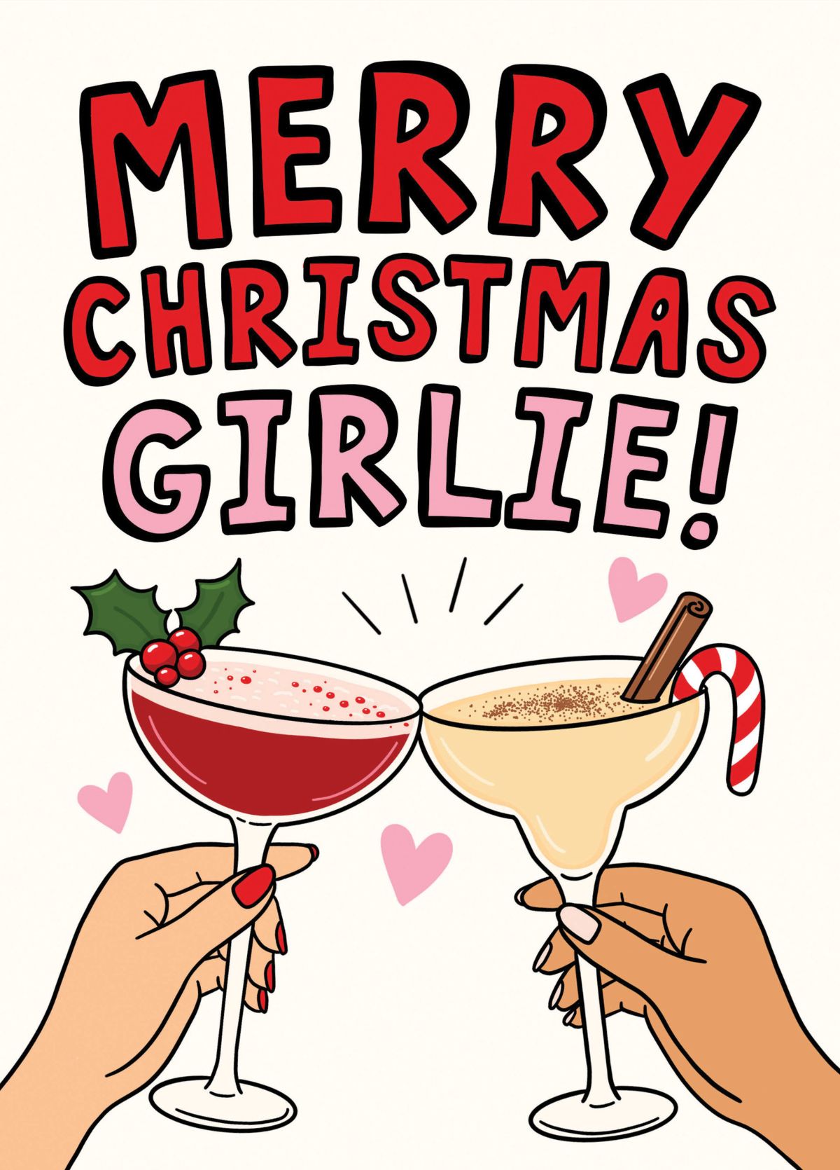 Merry Christmas Girlie - Funny Cocktail Christmas Card For Her