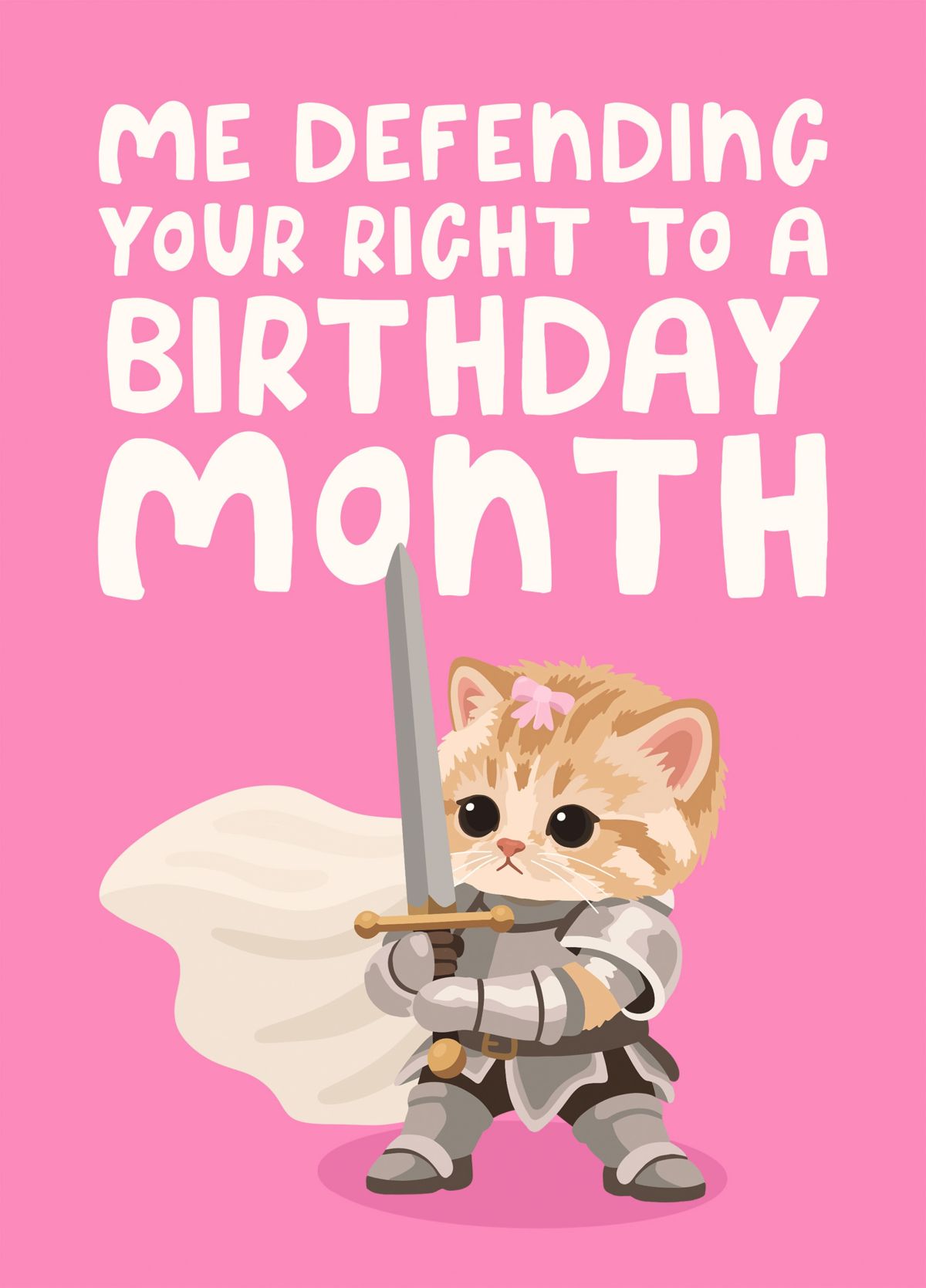 Funny Birthday Month Card - Knight Kitten Meme - Card For Friend